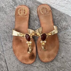 Lilly Pulitzer Shoes Gold Thong Bling Summer Sandals 7.5